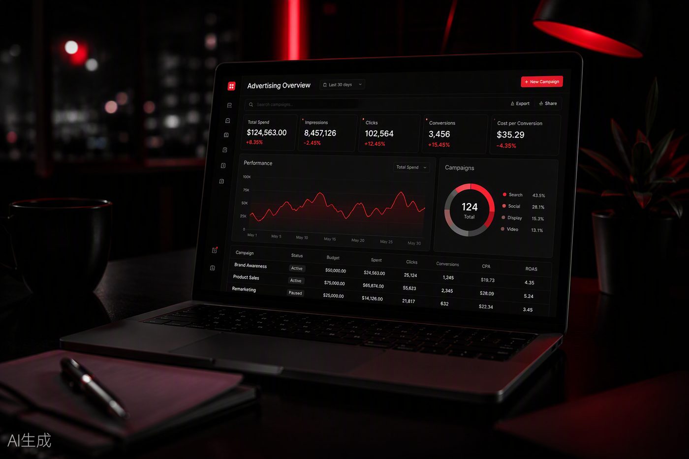 Campagne-dashboard van AA Performance Agency